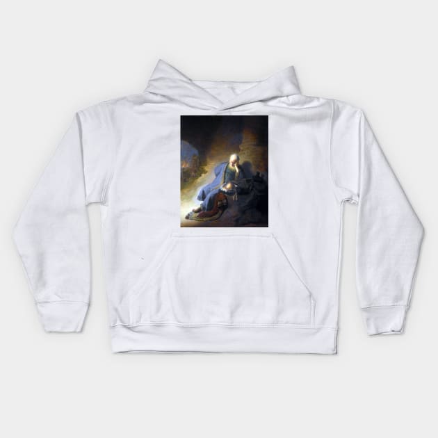 Rembrandt Jeremiah Lamenting the Destruction of Jerusalem Kids Hoodie by pdpress